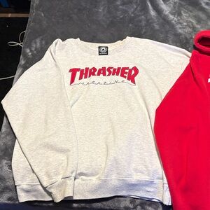 Thrasher Gray Sweatshirt with Red Logo
